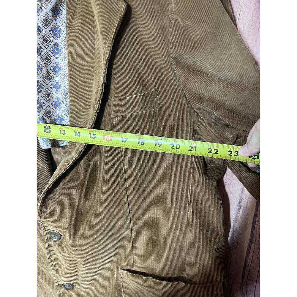 Corduroy Men Blazer Sport Coat Jacket Vintage 80s Haggar Sz 46 Brown Suit - Picture 3 of 13